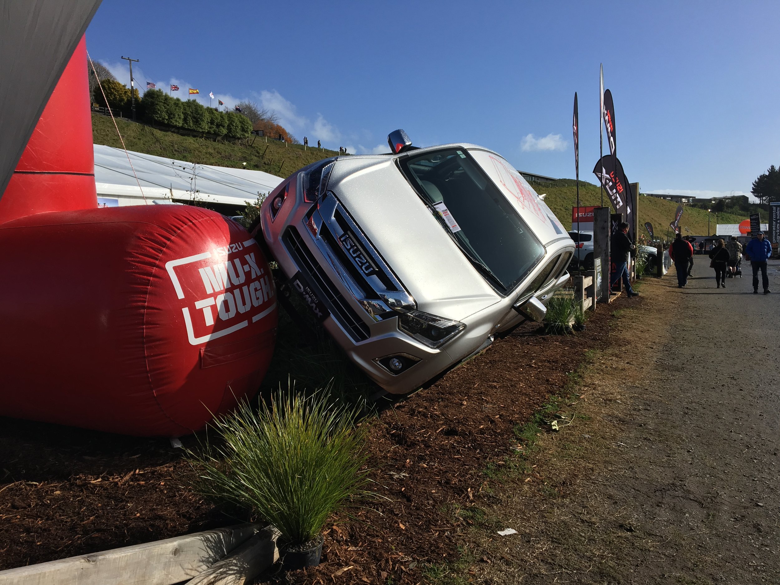 The Isuzu D-Max demonstrating its 49 degree hill-crawling capabilities.